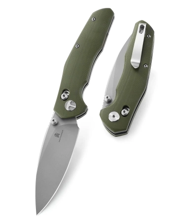 Nóż składany Bestechman Ronan OD Green G10, Stonewashed 14C28N (BMK02E)
