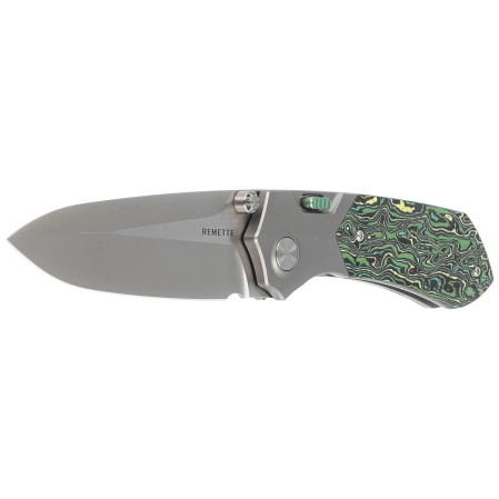 Remette RT-Meteor Knife Gray Titanium/Toxic Storm Carbon Fiber, Pearlescent M390 (RTPT-C )
