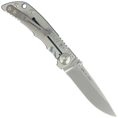 Nóż składany Spartan Blades Harsey Folder 3.25 Saint Michael Special Edition Gray Titanium, Gray HW, Stonewashed MagnaCut  by William W. Harsey (SF10 Custom St Michael)