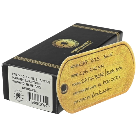 Nóż składany Spartan Blades Harsey Folder 3.25 Gray Titanium, Blue HW, Stonewashed CPM S45VN by William W. Harsey Jr. (SF10SWBL)