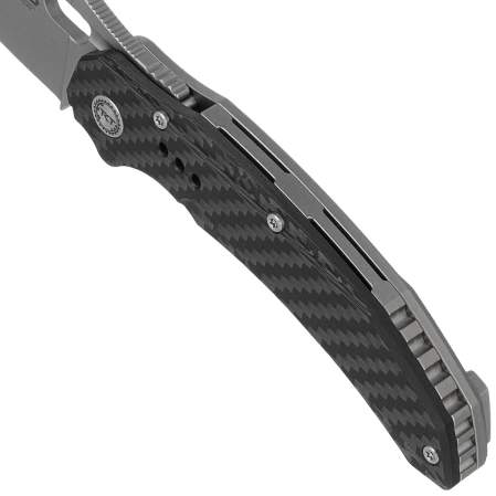 Bestech Exploit Grey Titanium/Carbon Fiber Knife, Stonewashed CPM S35VN by Todd Knife and Tool (BT2005F)