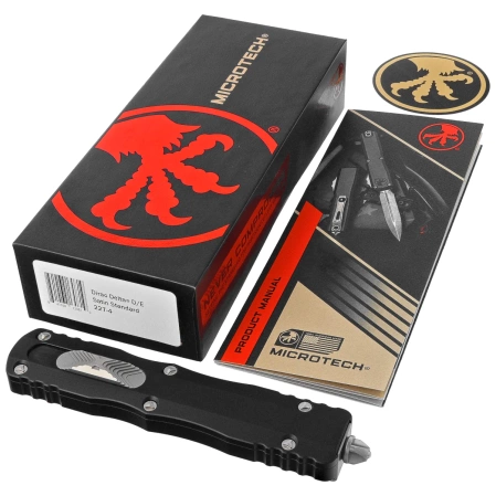 Nóż automatyczny OTF Microtech Dirac Delta D/E Black Aluminium, Satin M390 by Tony Marfione (227-4)