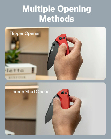 Sencut Cybrix Red Aluminum, Black 9Cr18MoV (S23098A-3)