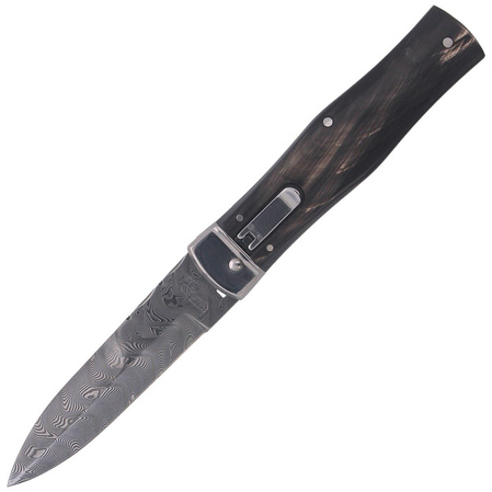 Mikov Predator Wildcat Buffalo Horn, Damascus PMC27 Knife (241-DR-1/KP)