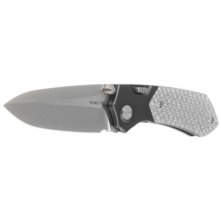 Remette RT-Meteor Knife Black Titanium/Gray Carbon Fiber, Pearlescent M390 (RTPT-B)