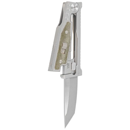Nóż grawitacyjny Reate Mini EXO OTF Gravity T/E Bead Blasted Titanium/Green Micarta, Stonewashed CPM 3V