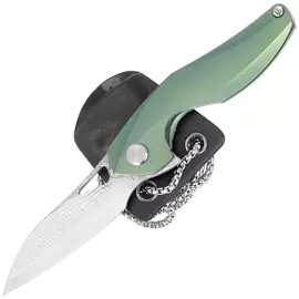 Nóż na szyję Bestech The Reticulan Green Titanium, Damascus by Elijah Isham (BT1810I)