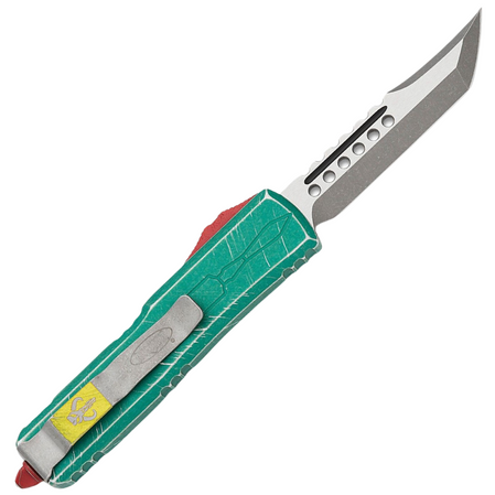 Nóż automatyczny OTF Microtech UTX-85 Hellhound Bounty Hunter Signature Distressed Green Aluminium, Apocalyptic M390 (719-10BH)