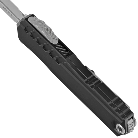 Nóż automatyczny OTF Microtech Cypher II D/E Black Aluminium, Stonewashed M390MK by Deryk Munroe and Tony Marfione (1242-10)