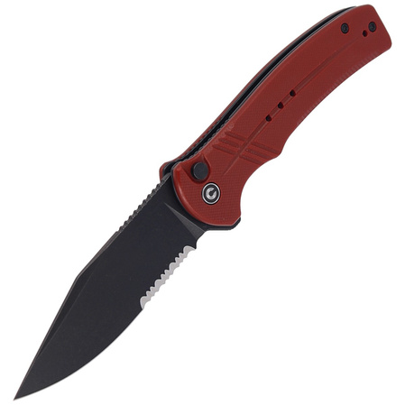 CIVIVI Knife Cogent Burgundy G10, Black Stonewashed Half Serrated (C20038E-2)