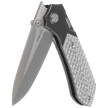 Remette RT-Meteor Knife Black Titanium/Gray Carbon Fiber, Pearlescent M390 (RTPT-B)