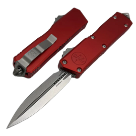 Microtech Scarab II Gen III Executive D/E OTF Knife Red Aluminum, Stonewashed M390MK by Tony Marfione (1175-10RD)