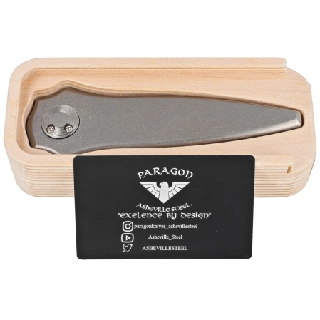 Paragon Warlock Smooth Gray Titanium, Damascus Baker Forge Raindrop Gomai Copper Shim 80CRV (TY-WAR-SM-S-BFD)