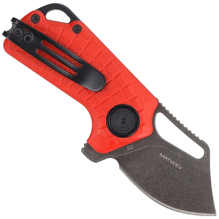 BlackFox Puck Red G10, Black Stone Washed D2 by Grigorii Matveev knife (BF-761 R)