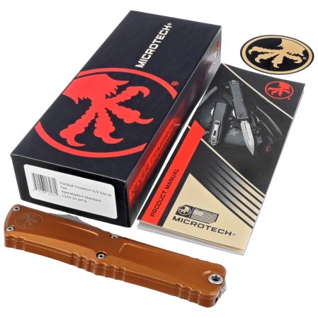 Nóż automatyczny OTF Microtech Combat Troodon Gen III S/E Tan Aluminium, Apocalyptic M390MK by Tony Marfione (1143-10APTA)