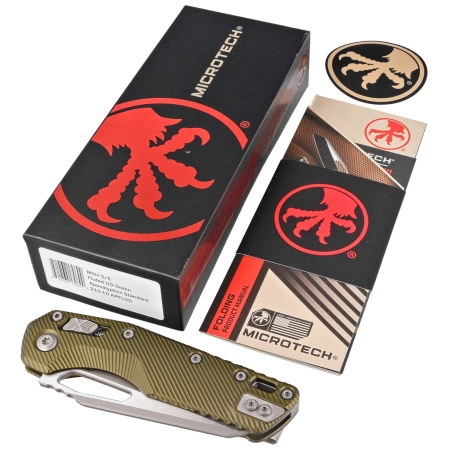 Microtech MSI S/E Knife OD Green Fluted Aluminum, Apocalyptic M390MK by Tony Marfione (210-10APFLOD)