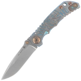 Spartan Blades Harsey Folder Special Edition Plague Doctor Knife Green Titanium, Bronze HW, Satin MagnaCut by William W. Harsey Jr. (SF5DOCTOR)