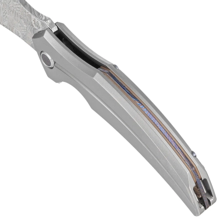 Nóż składany RikeKnife S05 Grey Titanium, Mosaic Damascus (RK-S05)
