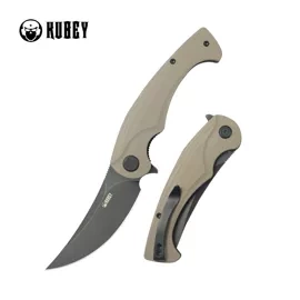 Nóż składany Kubey Scimitar KU173N Tan G10, Blackwashed 14C28N