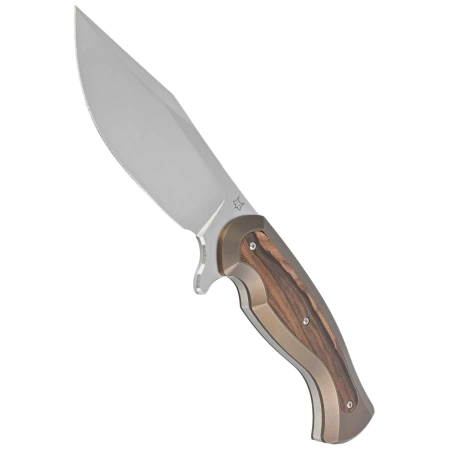 Fox Knife Eastwood Tiger Bronze Titanium/Ziricote Wood, Satin Elmax by Gudy Van Poppel (FX-106 TIZW)