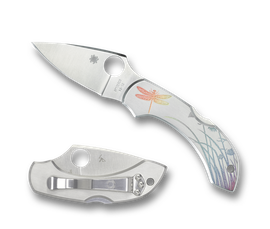 Spyderco Dragonfly Tattoo Stainless, Satin Plain VG-10 by Sal Glesser Knife (C28PT)