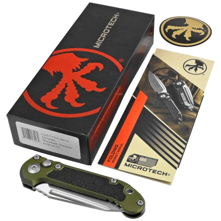 Microtech LUDT Gen III T/E Automatic Knife OD Green Aluminum, Stonewashed M390MK by Tony Marfione (1136-10OD)