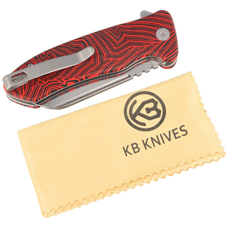 Kubey Creon Knife Red/Black G10, Damascus (KU336B)