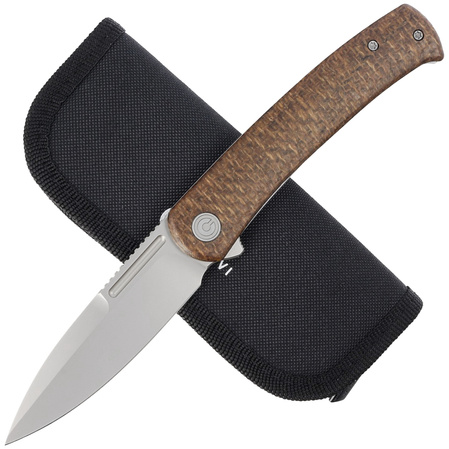 Civivi Cetos Brown Micarta / Steel, Silver Bead Blasted 14C28N (C21025B-1)