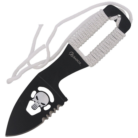 Nóż na szyję Martinez Albainox Skull Neck Knife White Cord, Black 3Cr13Mov (32450)