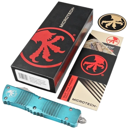 Nóż automatyczny OTF Microtech Combat Troodon D/E Weathered Turquoise Aluminium, Apocalyptic M390 by Tony Marfione  (142-10APWTQ)