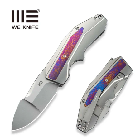 Nóż składany WeKnife Coral SLT Gray Titanium/Timascus, Polished Bead Blasted CPM 20CV by Gustavo T. Cecchini (WE24044-4)