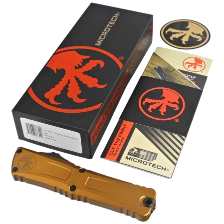 Microtech Combat Troodon Gen III Bowie Tan Aluminum, Black M390MK by Tony Marfione (1146-1TA)