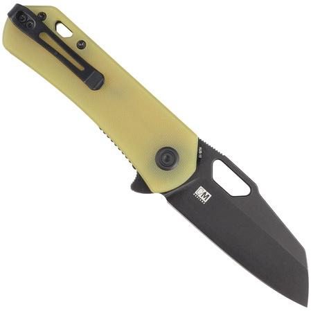 Nóż składany Kubey Knife Duroc Translucent Yellow G10, Black Stonewashed AUS-10 by Colin Maisonpierre (KU332H)