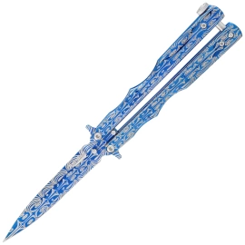 Nóż składany motylek Martinez Albainox RainBlue Balisong Blue Printed Steel, Blue Printed 3Cr13Mov (02140)