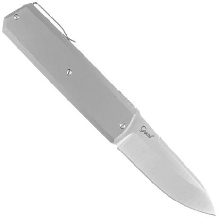 Nóż składany Maserin 410 Silver Grey Titanium, Satin Elmax by Bruno Bruna (410/T)