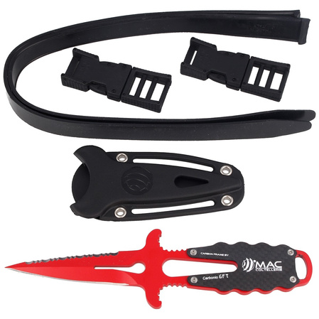 Nóż nurkowy MAC Apnea 9 Carbon Fiber, Red PTFE W 1.4060 (APN09.CF)