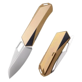 Nóż składany Remette Woodpecker Gold Titanium, Hand Grinding Pearlescent M390 (RTWP-G)