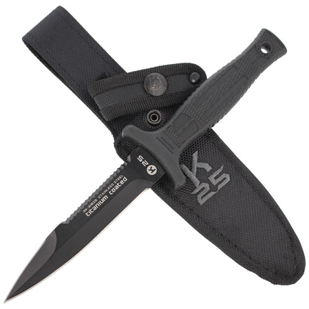 Nóż K25 Tactical Botero Boot Knife Black Rubber, Titanium Coated (31825)