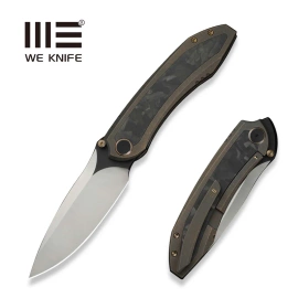 Nóż składany WE Knife Winsome Bronze Titanium/Marble Carbon Fiber, Satin/Black Stonewashed M390 (WE23092-3)