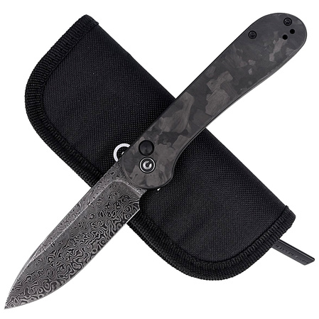 CIVIVI Knife Elementum Button Lock Marble Carbon Fiber Black, Black Damascus (C2103DS-3)