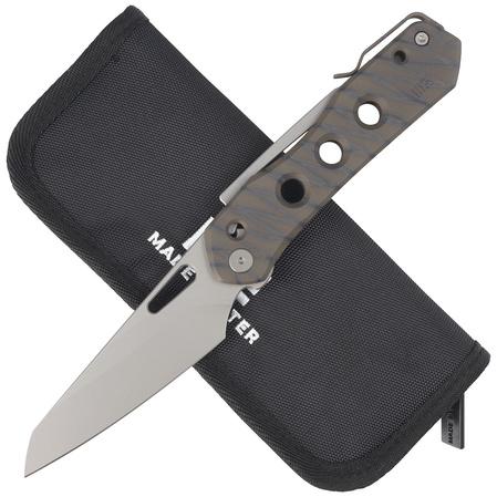 WE Knife Vision R Tiger Stripe Titanium, Silver Bead Blasted CPM 20CV by Snecx Tan knife (WE21031-6)