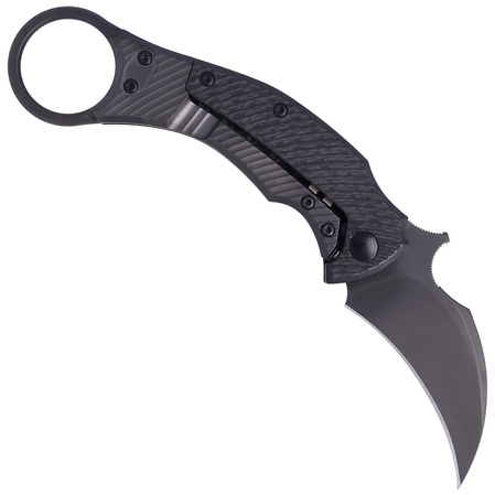 FOX Karambit Black Bird Black Carbon Fiber / Gray Titanium, Black ELMAX by Bastinelli (FX-591 TIC B)