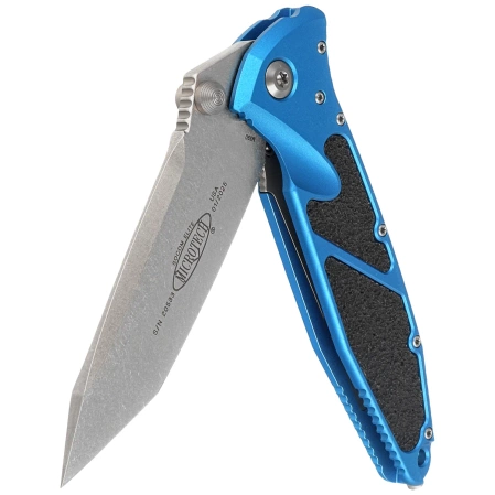 Microtech Socom Elite T/E-M Knife Blue Aluminum, Stonewashed M390 by Tony Marfione (161-10BL)