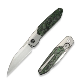WeKnife Brr15 Gray Titanium/Jungle Wear Fat Carbon, Hand Rubbed Satin M390 by Rafal Brzeski (WE24007-4)