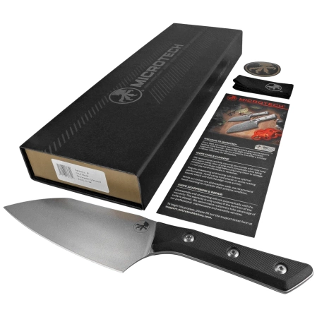 Nóż kuchenny Microtech Santoku 6'' Black G10, Stonewashed M390MK (3200-10BK)