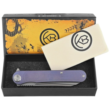 Nóż składany Kubey KB Knives Dandy Blue Titanium, Sandblasted CPM S90V by Maksym Tkachuk (KB247K)