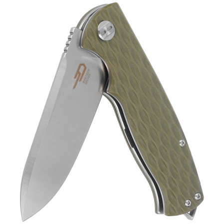 Bestech Grampus Knife Green G10, Stonewashed/Satin D2 (BG02B)
