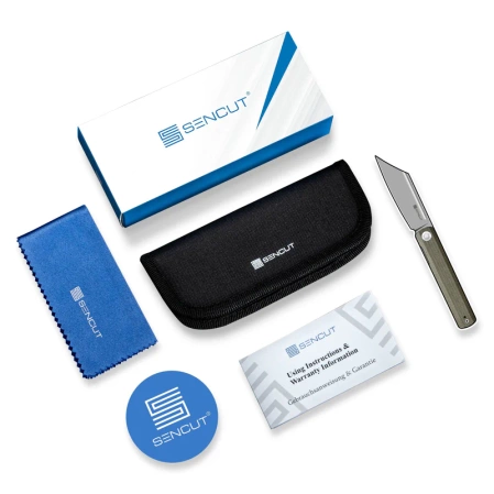 Sencut Squiggy Knife White / Black G10, Satin 9Cr18MoV (S24082A-1)