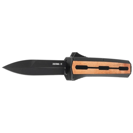 Tekto A7 Zastava D/E Black Aluminum/American Walnut OTF Knife, Black CPM S35VN
