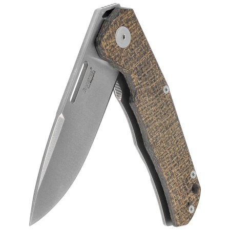 Nóż składany LionSteel Q4ttro Green Burlap Micarta/Titanium, Satin MagnaCut by Molletta (Q4 BGR)